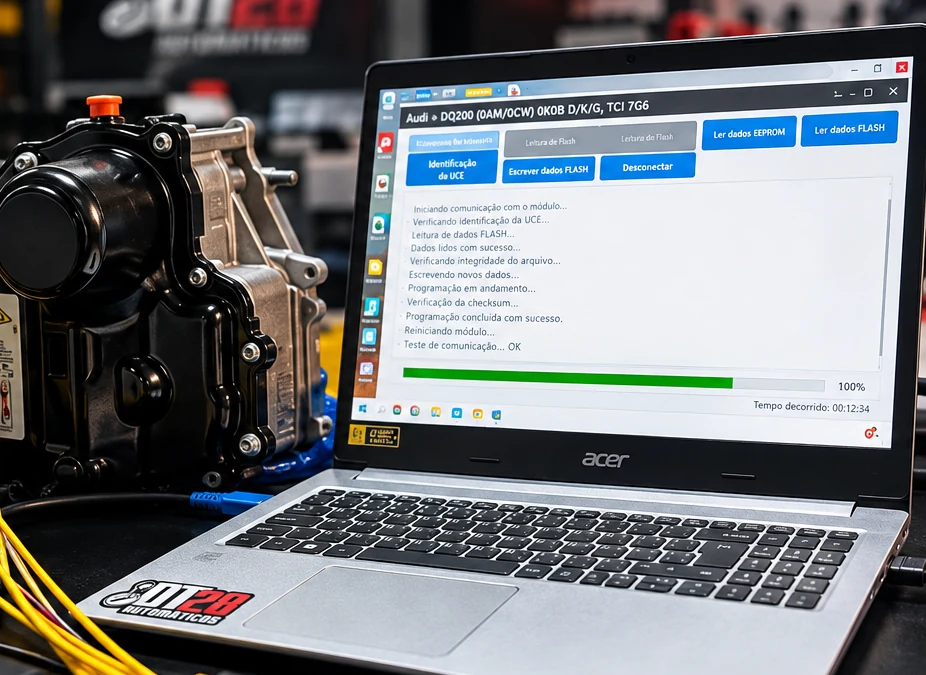 Programação de TCM da DT28 em módulo Audi DQ200/0CW com notebook